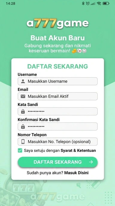Cara Mudah Registrasi Akun a777game untuk Android