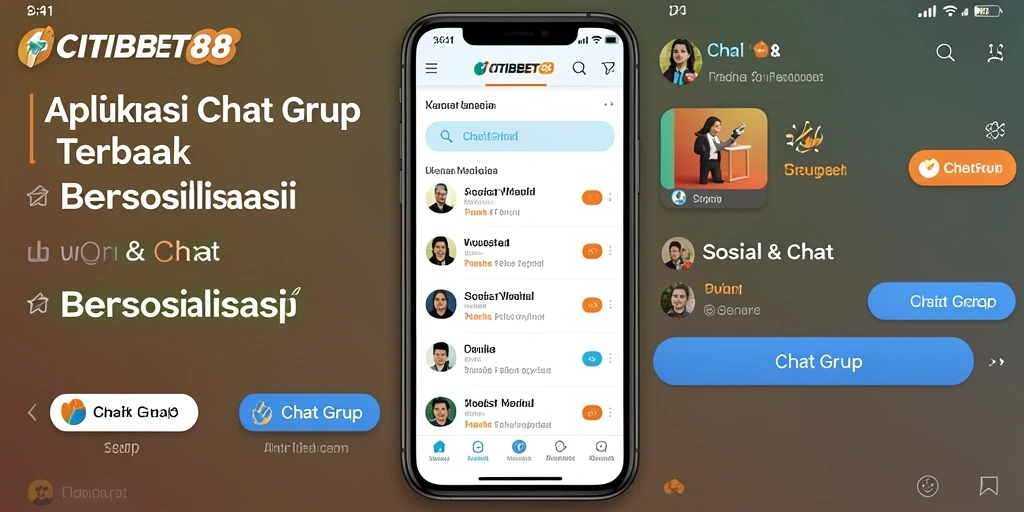 Tampilan antarmuka CITIBET88 yang modern dan menarik untuk Chat Grup.