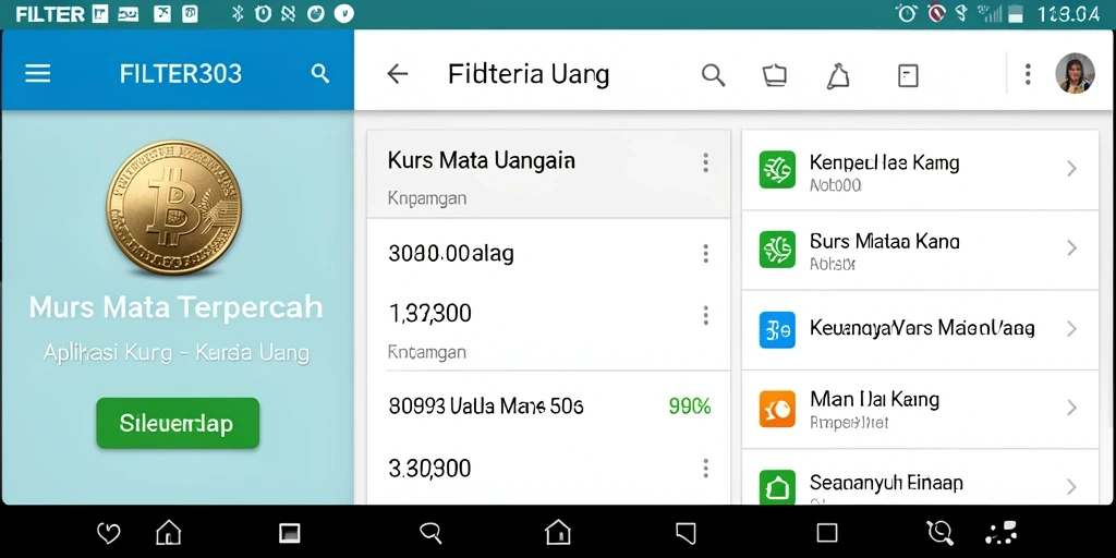 Tampilan antarmuka aplikasi FILTER303 yang bersih dan informatif.
