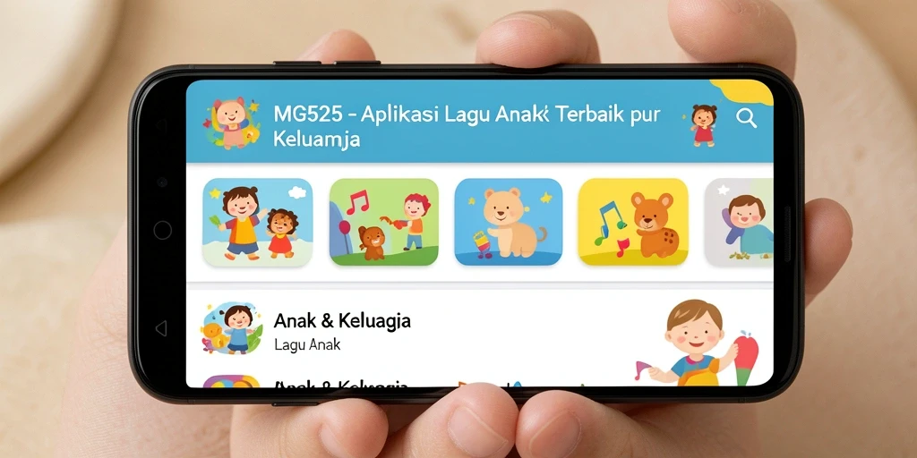 Tampilan antarmuka MG525 yang ramah pengguna untuk lagu anak.