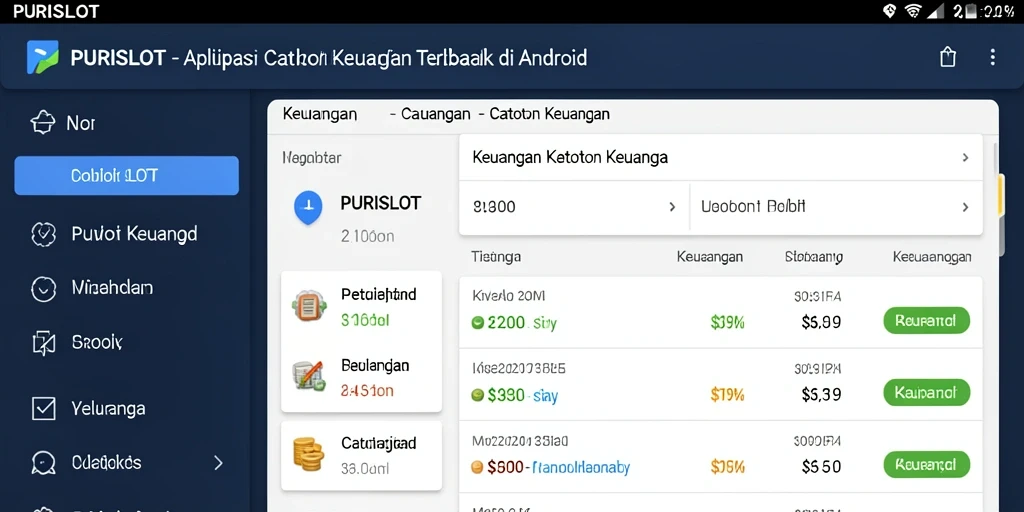 Tampilan antarmuka aplikasi PURISLOT yang mudah digunakan untuk Catatan Keuangan.