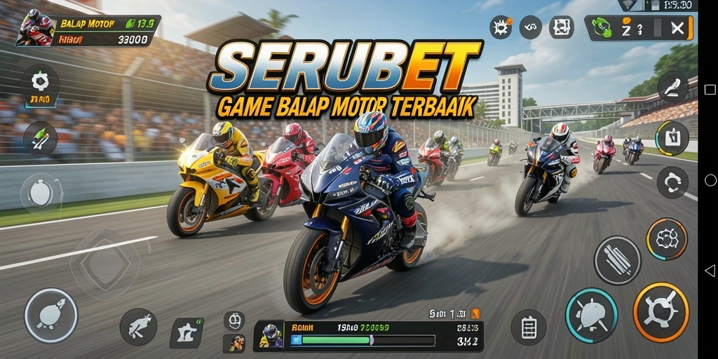Antarmuka dan fungsi game Balap Motor SERUBET yang seru.